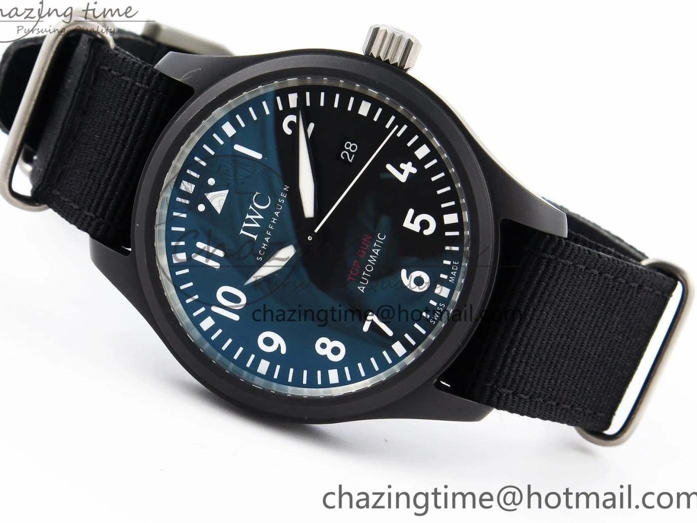 MIROTIME 0208 FreshLook Pilot’s Watch Top Gun Black Ceramic IW326901 ZF 1:1 Best Edition on Black Nylon Strap A 7026